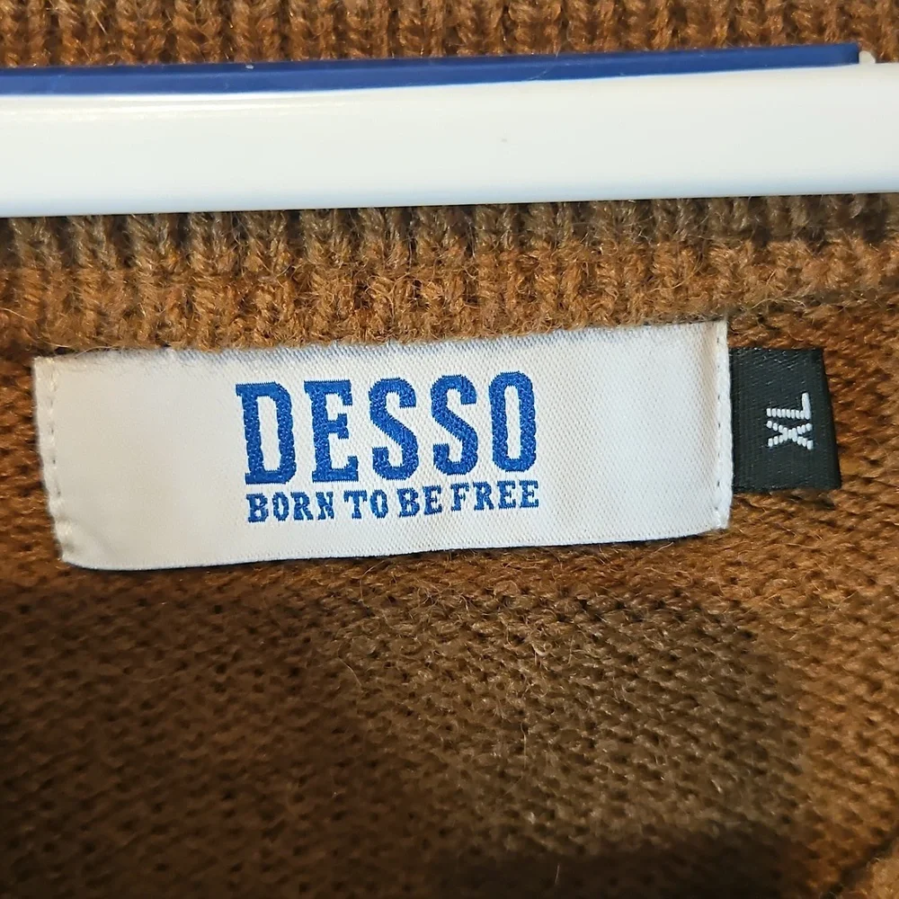 DESSO born to be free heavy knit high neck sweater sz.XL wool blend cable knit